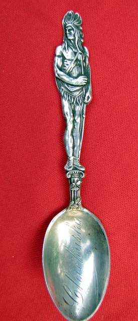   Full Figural Sterling Souvenir Spoon Chickasha Oklahoma CA 1900