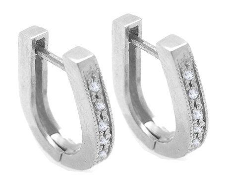 14K white gold childrens huggies diamond earrings