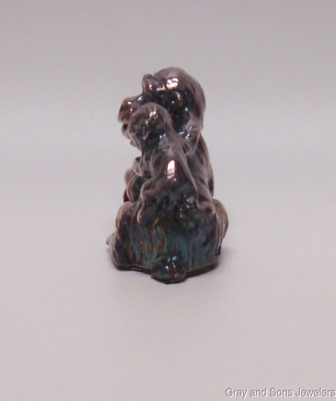 Chimpanzee & Baby Chimp Miniature Figurine Sculpture in 925 Sterling 