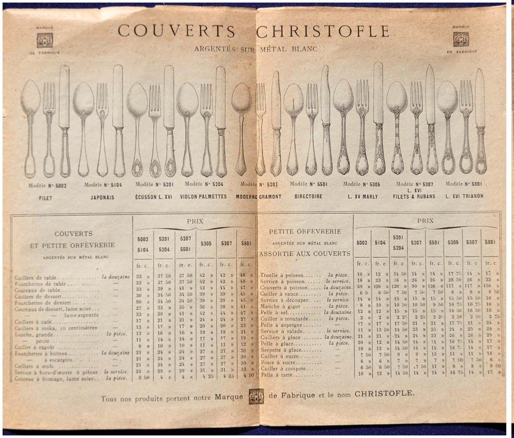 Christofle Silver Flatware Hollowware Catalogue C 1902