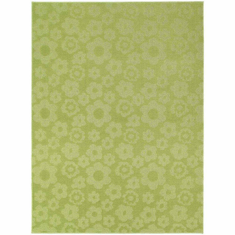 Girls Flowers Lime Children Area Rug (5x8 or 8x10) Durable Carpet