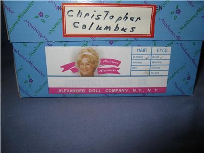 mib w wt 8 madame alexander doll christopher columbus 328