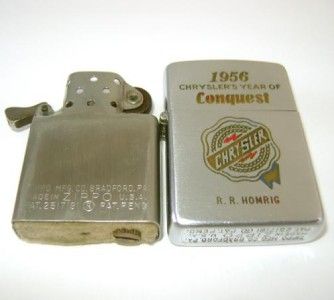 1955 Zippo CHRYSLERS Year of Conquest PocketLighter *Old LOGO & R.R