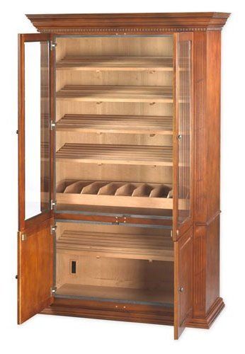   FIVE HUNDRED HI GLOSS BRUSH WALNUT FINISH DISPLAY CIGAR CABINET