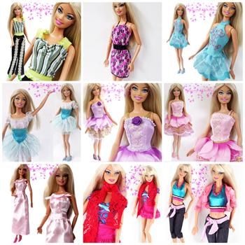 15 Items 5 Pcs Mini Cute Dresses Clothes 5 Shoes 5 Hangers for Barbie