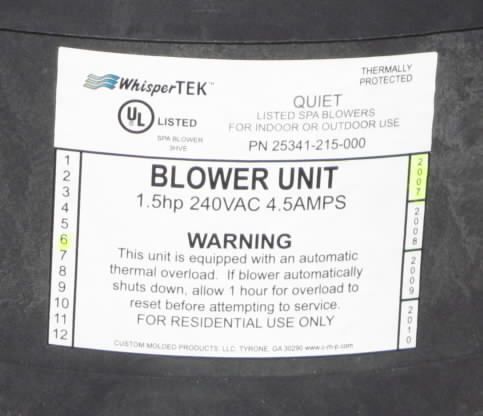 Whisper Tek Quiet Outdoor Spa Blower Unit 1 5 HP 240 Volts 4 5 Amps