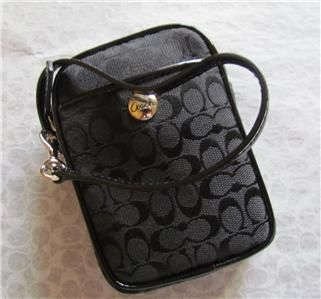 Coach Black Signature Multi Pouch iPod Cell Phone Case