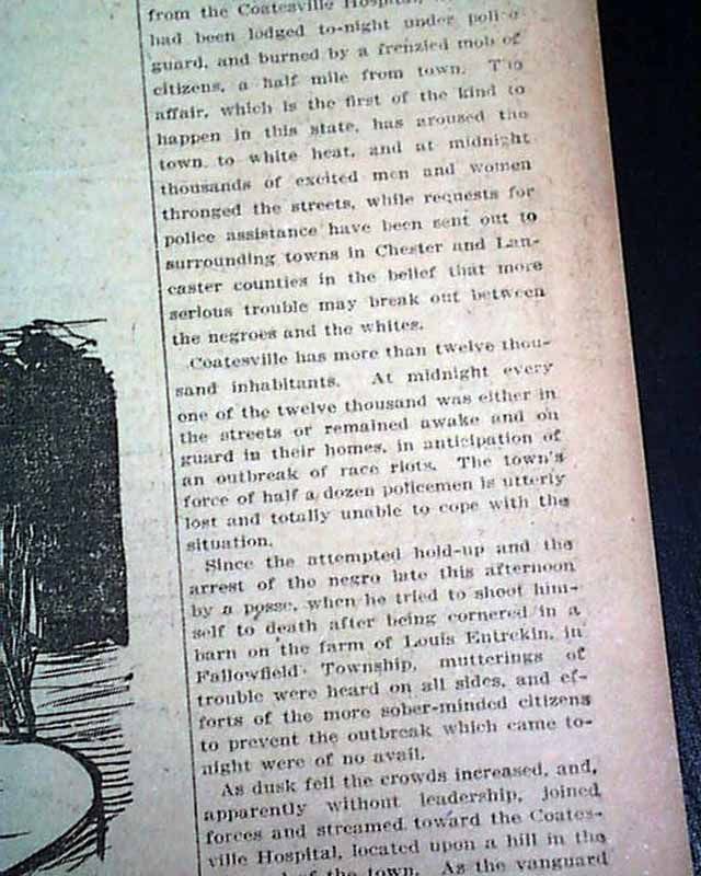 1911 Coatesville PA Negro Lynching Z Walker Newspaper