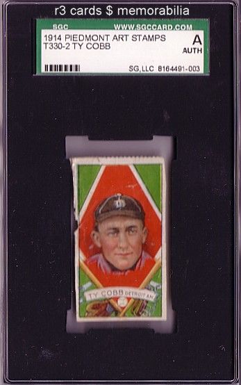 ty cobb 1914 piedmont art stamp t330 2 sgc a