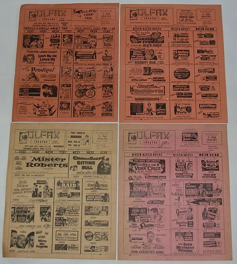 Colfax Movie Theatre 1955 1956 Advertising Flyer w Photographs