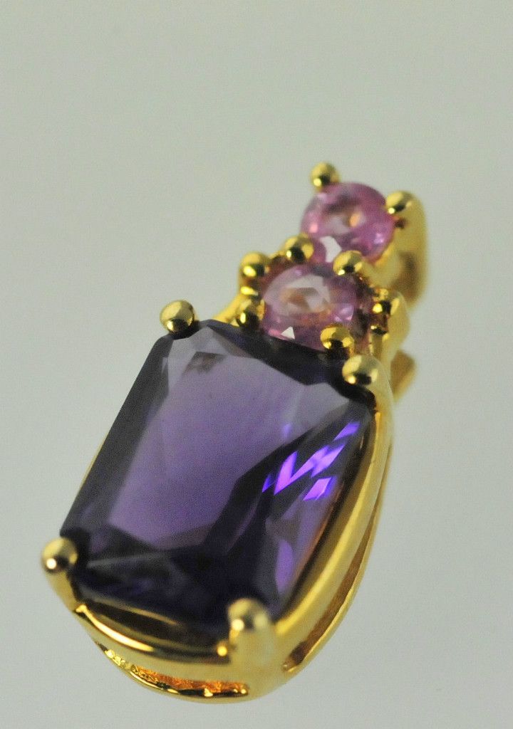  14kyg Ladies Estate Amethyst Pink Topaz Pendant