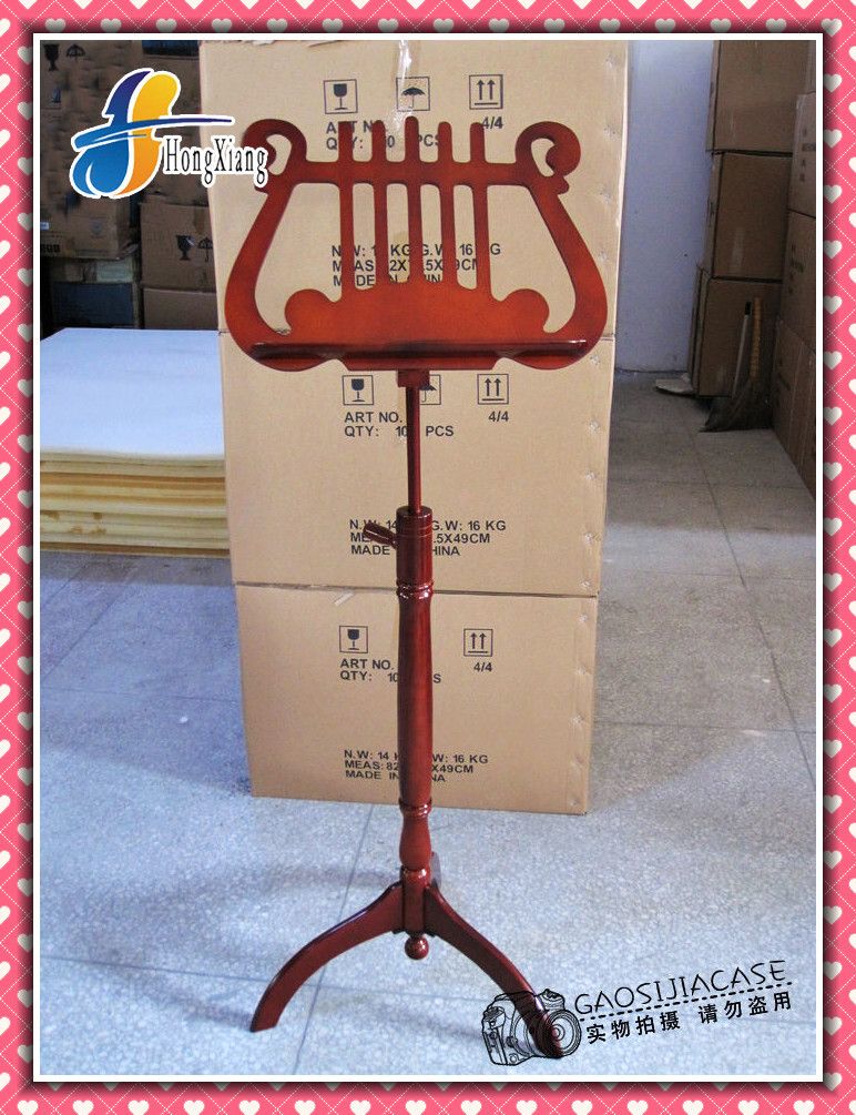 Wood Music Stand Lyre Mahogany Violin Clarinet Piano Shelf Stand