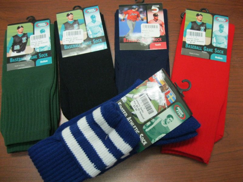 Baseball Football Game Socks High 5 and Hole in None Brand Stretch