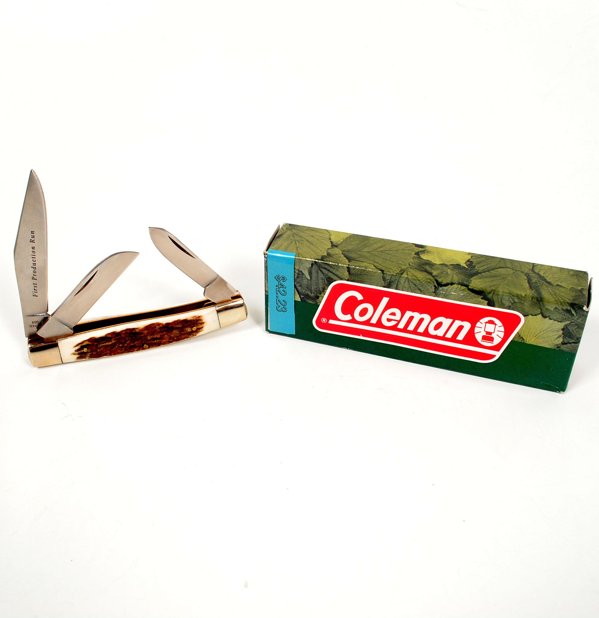 Coleman 2 Blade Folding Knife 2001 1st Production Run CM701ST cm Stag
