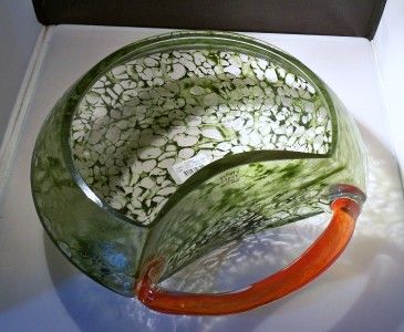 kosta boda corfu bowl with handle green red large nib