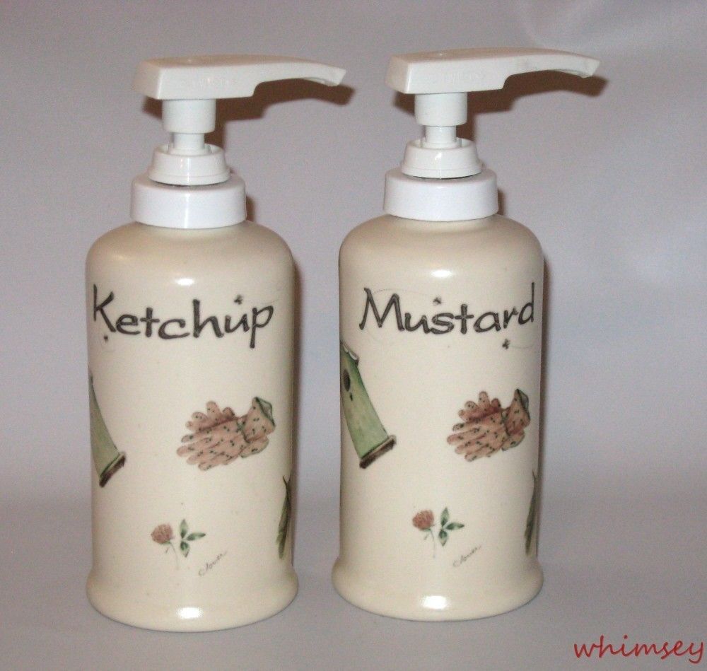   USA Naturewood Condiment Dispenser Pump Set Ketchup Mustard