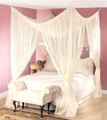 Dreamma 4 Post Bed Canopy Four Corner Mosquito Bug Net Queen King Size