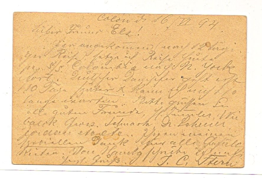 Colombia XF Stationery Transit Panama 1894 to Guatemala