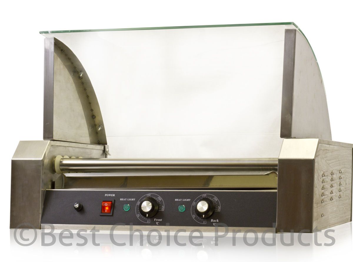   Roller 18 Dogs Grill Cooker W Glass Hood Commercial Machine Vending