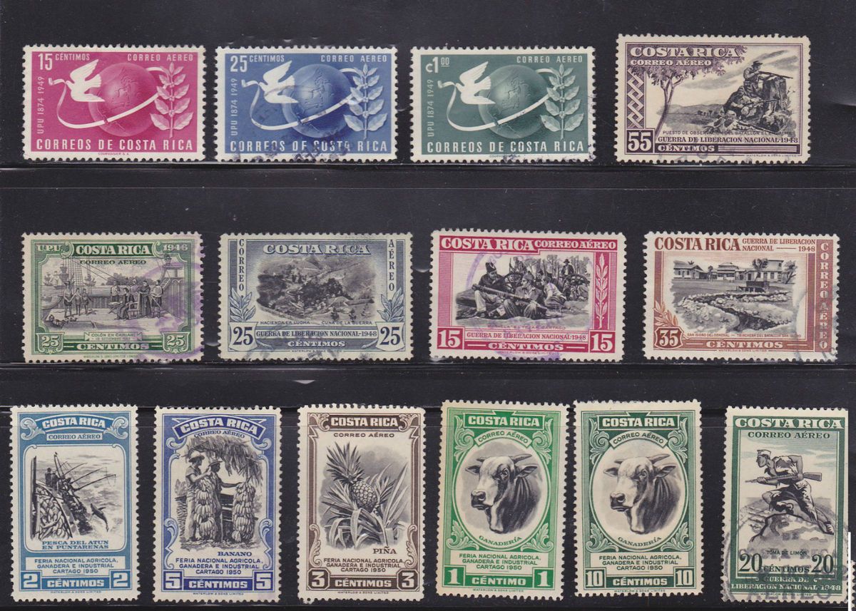 Costa Rica Air Mail 1950 M U Mix Lot 4428