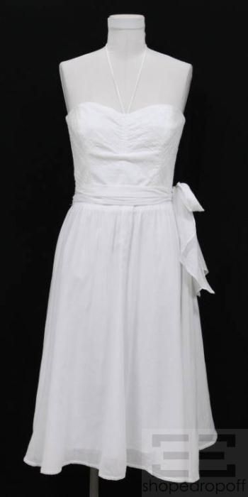 Shoshanna White Cotton Tie Waist Halter Dress Size 6 New