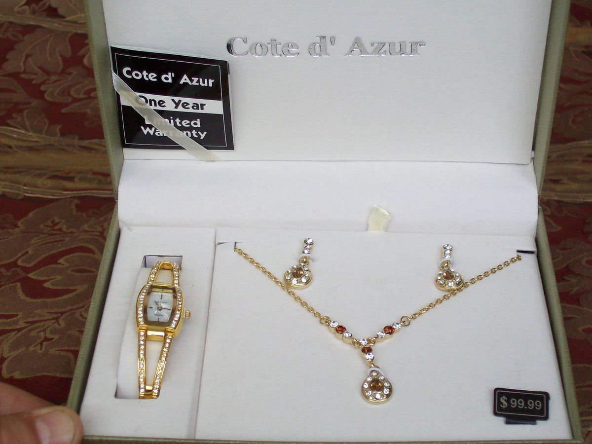 COTE DAZUR WATCH NECKLACE EARRINGS SET Enlarge