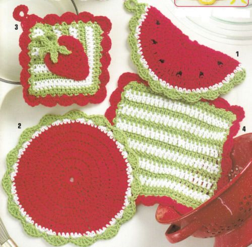  Pot Holder Patterns Dishcloths Dress Bloomers Kitchen Basics in Cotton