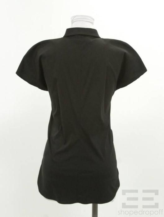 Jil Sander Black Cotton Tie Front Top Size 36