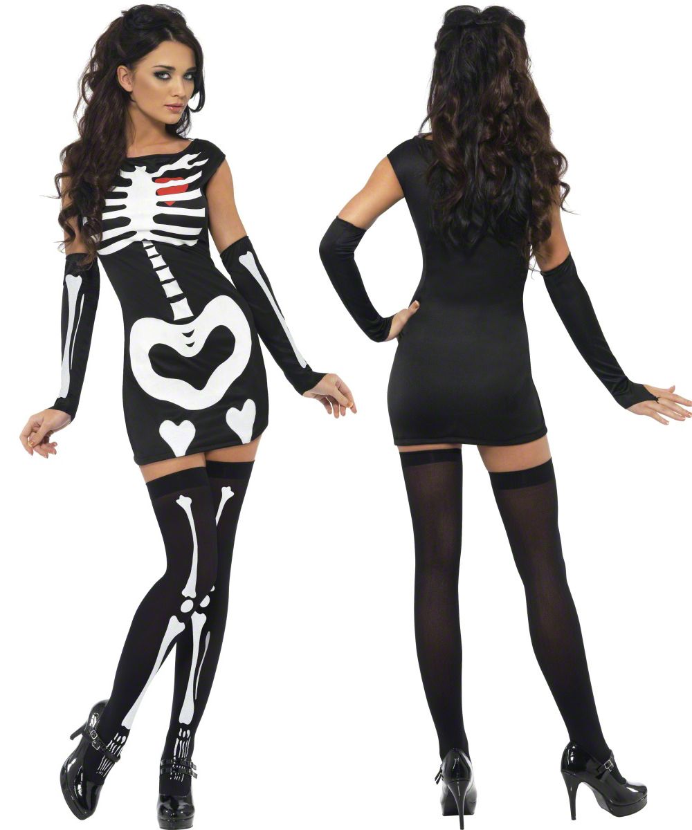  Skeleton Bones Halloween Fancy Dress Costumes with Free Tights