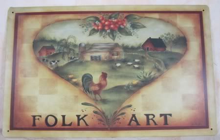 Primitive Country Folk Art Metal Print