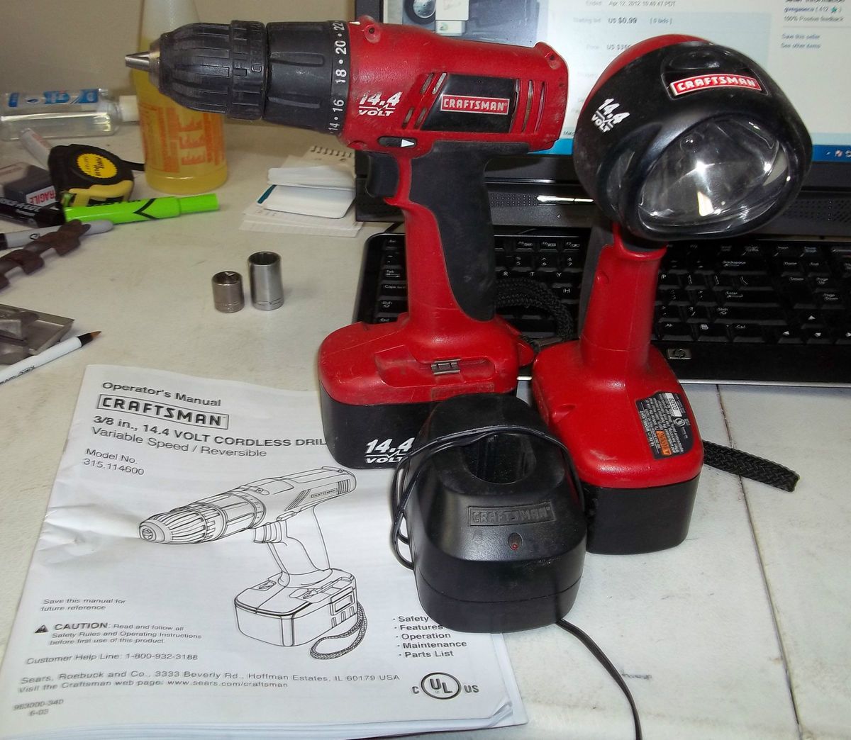 CRAFTSMAN LIMITED EDITION 14.4 VOLT CORDLESS DRILL & FLASHLIGHT POWER