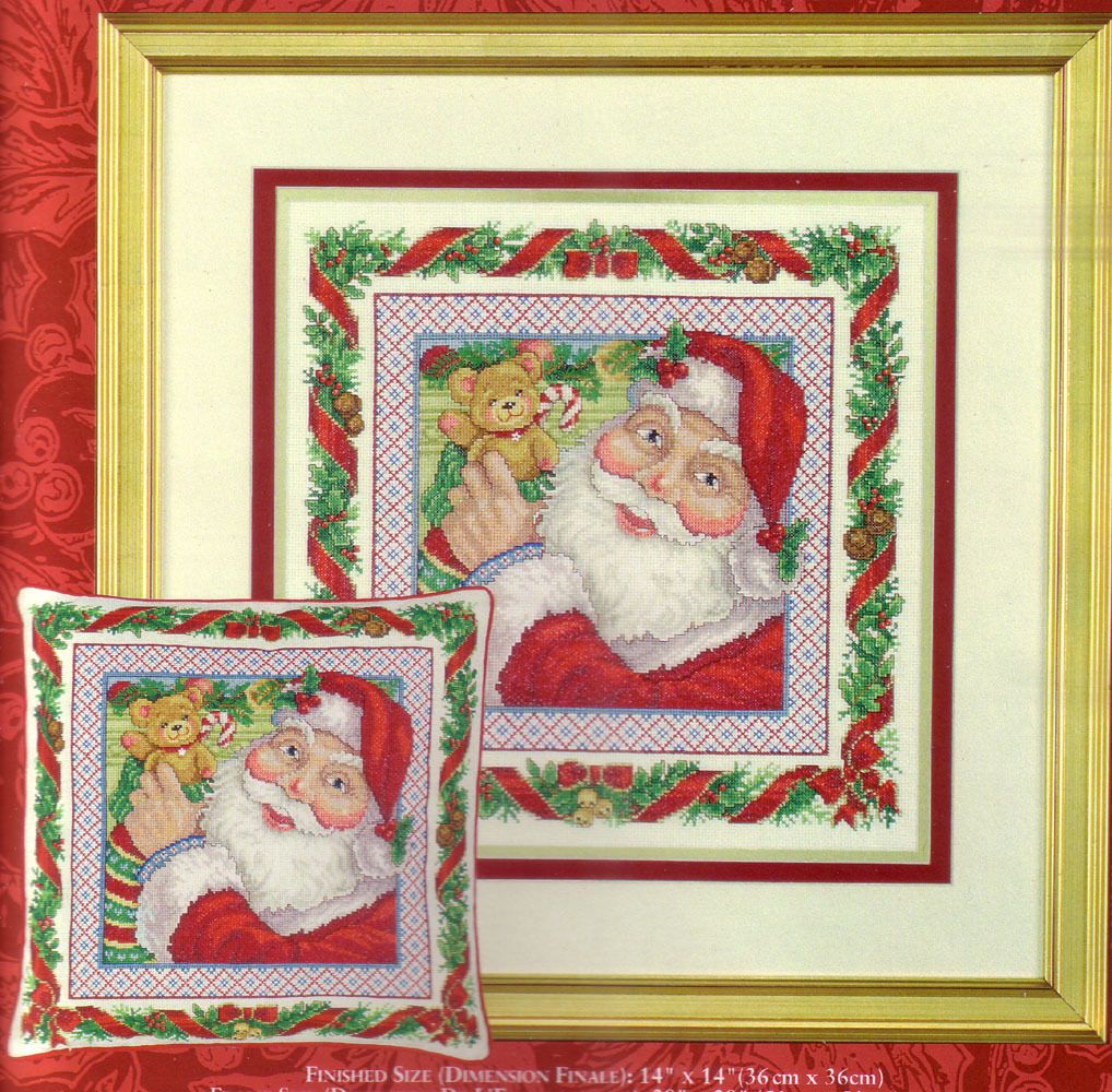 Cross Stitch Christmas Picture Pillow Kit Stocking Stuffing Santa