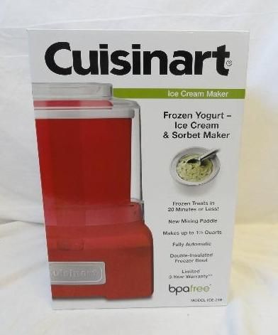 Cuisinart ICE 21 Frozen Yogurt Ice Cream and Sorbet Maker Red New