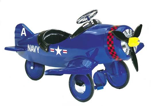 New Childrens Kids Ride on Corsair Blue Pedal Plane Car Toy WWII