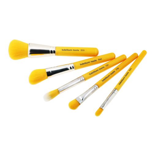 Bdellium Tools Makeup Beauty Brush Yellow Bambu Series Mineral 5pc
