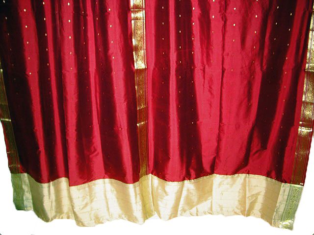  Red Saree Curtain Drape Artsilk Sari Curtains Drapes Panel 95