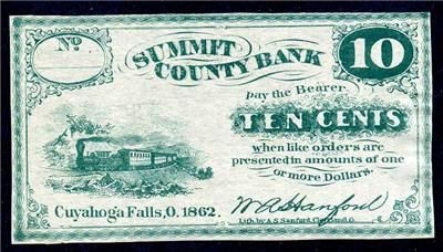 hgr 1862 10cent cuyahoga falls ohio uncirculated