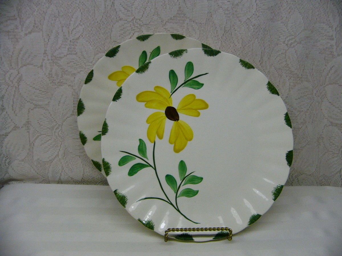 Blue Ridge Pottery China Cynthiana Two Dinner Plates Yellow Flower