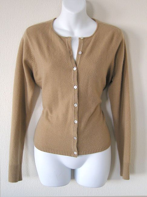 Covington Camel Cashmere Cardigan Sweater s 