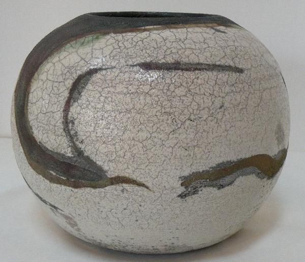 RAKU STUDIO ART POTTERY CRACKLE VASE