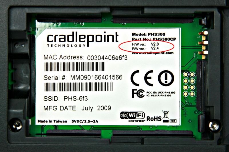 Cradlepoint PHS300 B/G Router Battery + Battery Door AC Adapter