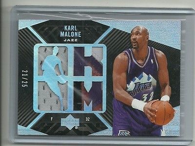 21/25 KARL MALONE 07/08 UD BLACK QUAD LOGO PATCH 4 CLR