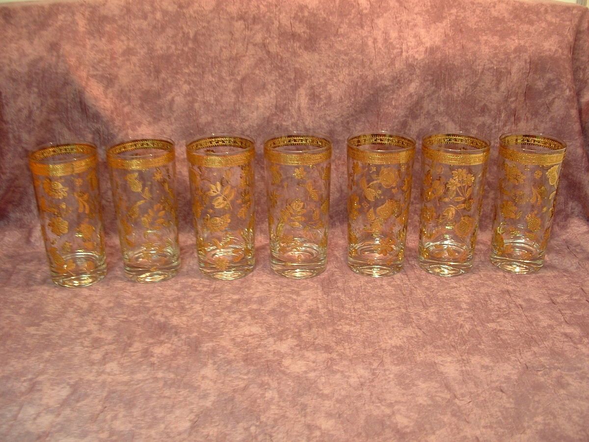 CULVER LTD. 7   GOLD CHANTILLY   10 oz. Flat Tumblers   Glasses   Gold