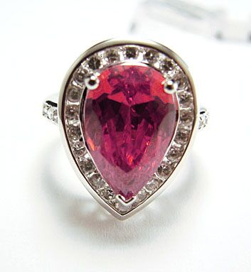 Silver Genuine White Topaz and Lab Created Ruby Ring Size 7