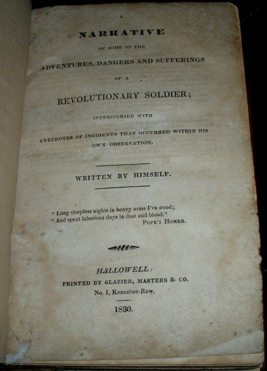   PLUMB MARTIN NARRATIVE ADVENTURES DANGERS SUFERING REVOLUTIONARY WAR