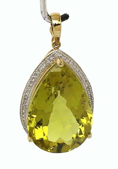 Stunning 14k Diamonds Massive 30ct Lemon Citrine Pendant