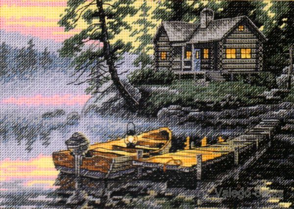  Gold Counted Cross Stitch Kit 7 x 5 Morning Lake 65091 Sale