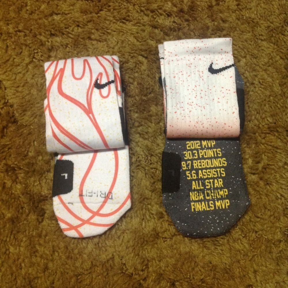 Custom Nike Elite Basketball Socks L 8 12 Lebron Championship Pack 2