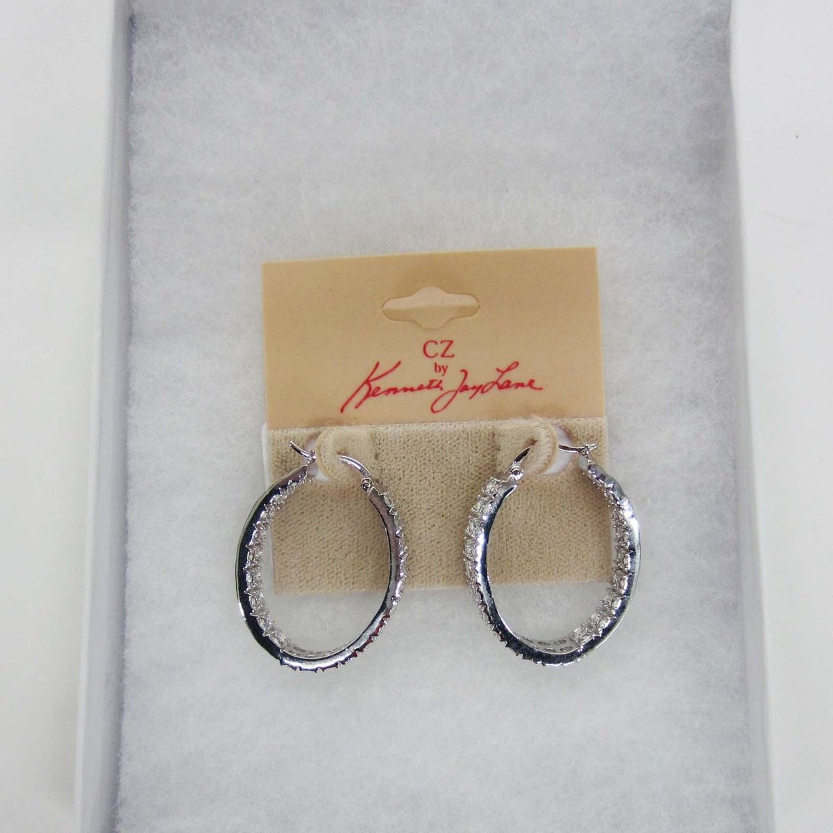 CZ by Kenneth Jay Lane Clear Double Row Hoop Earrings Rtl $200 00 Jmto