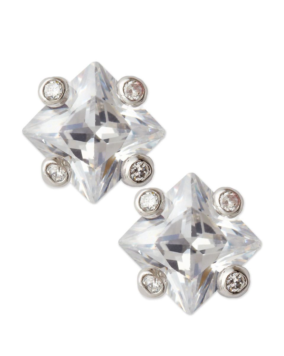 CZ by Kenneth Jay Lane Princess Cut Bezel Post Earrings